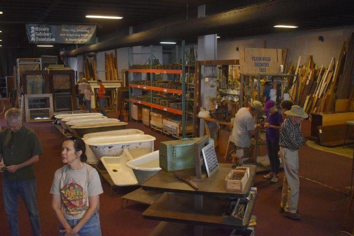 Customers-peruse-the-showroom-at-Reclaimed-Relics-HSFs-new-architectural-salvage-location.-C